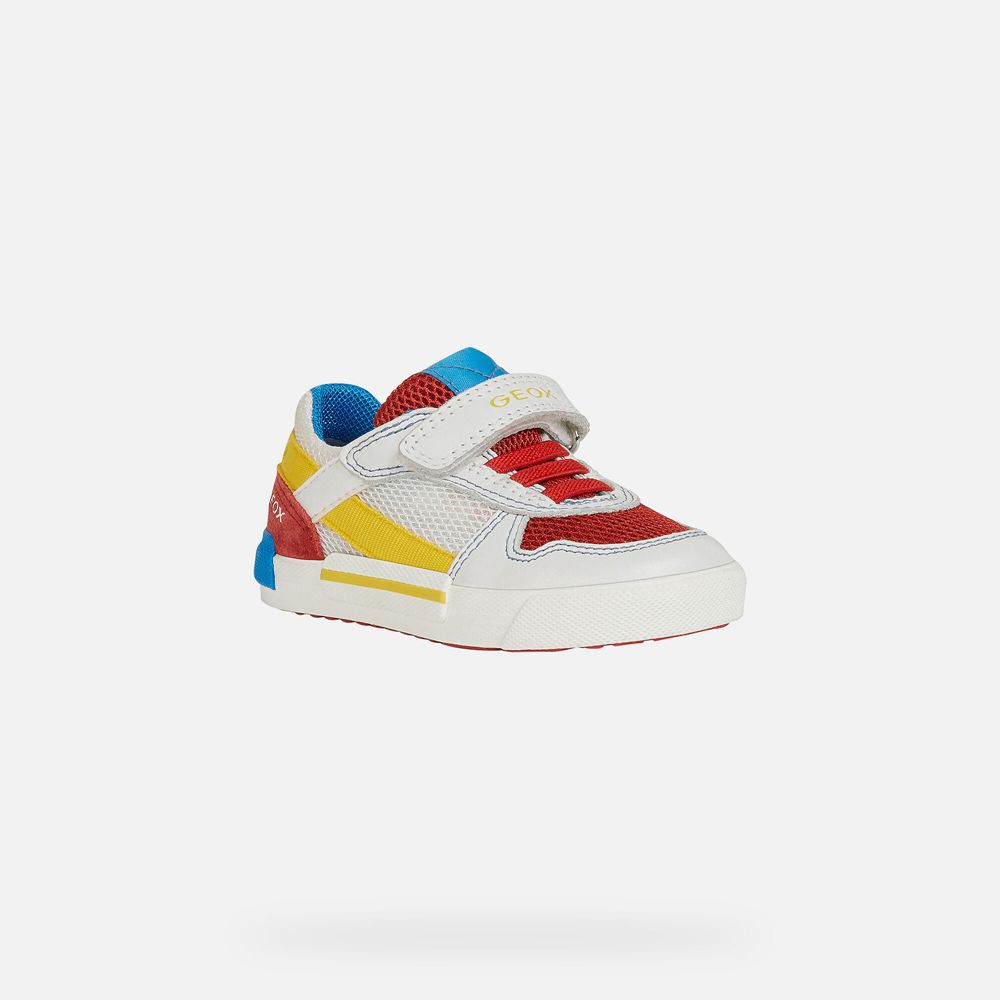 Tenis Geox Bebe Branco/Vermelhas - Kilwi Boy - FQGLM9581